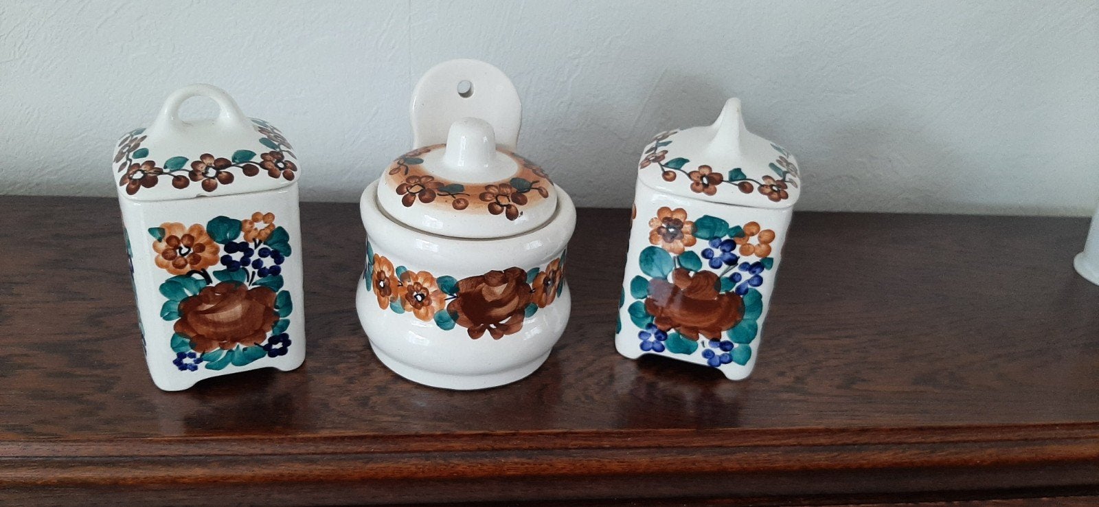 3 potjes aardewerk handgeschilderd, Ophalen of Verzenden