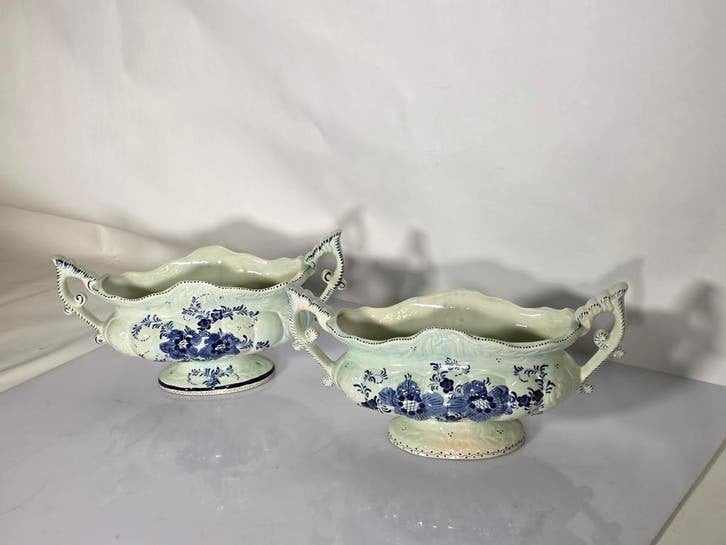 1 Delfts Blauwe porseleinen jardini?re op voet, Ophalen of Verzenden