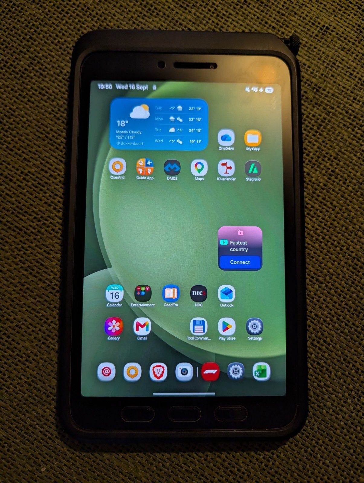 Samsung Galaxy Tab Active5 5G incl Brodit motor houder, Gebruikt, Overige modellen, Ophalen of Verzenden, Zonder simlock