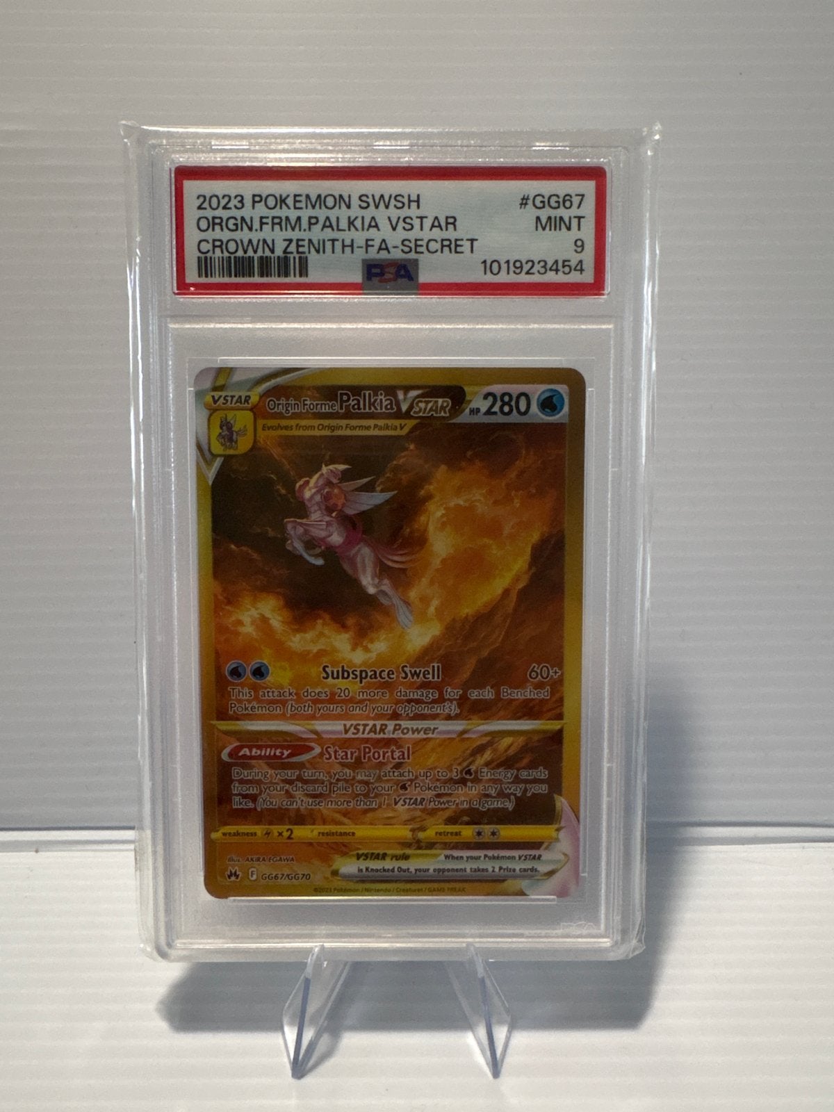 Origin Forme Palkia Vstar GG67/GG70 Crown Zenith PSA 9, Ophalen of Verzenden, Zo goed als nieuw, Losse kaart, Foil