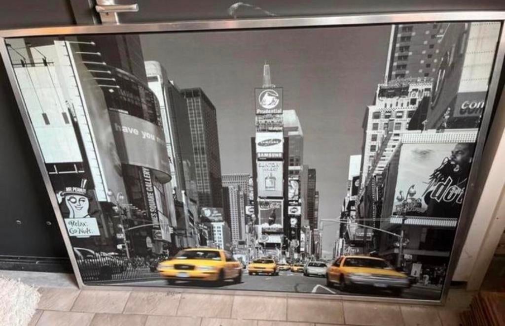 Poster new york taxi geel 100x140 ingelijst Ikea, Ophalen, Zo goed als nieuw, A1 t/m A3