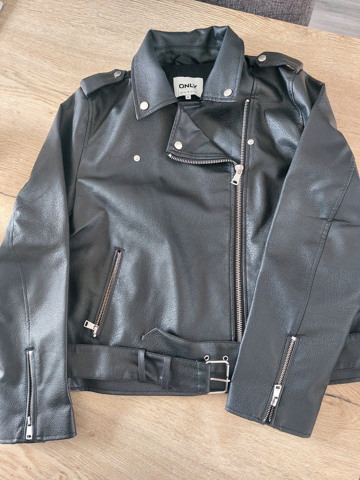 Imitatieleren Biker jack, Only, Zwart, Maat 46/48 (XL) of groter, Ophalen of Verzenden