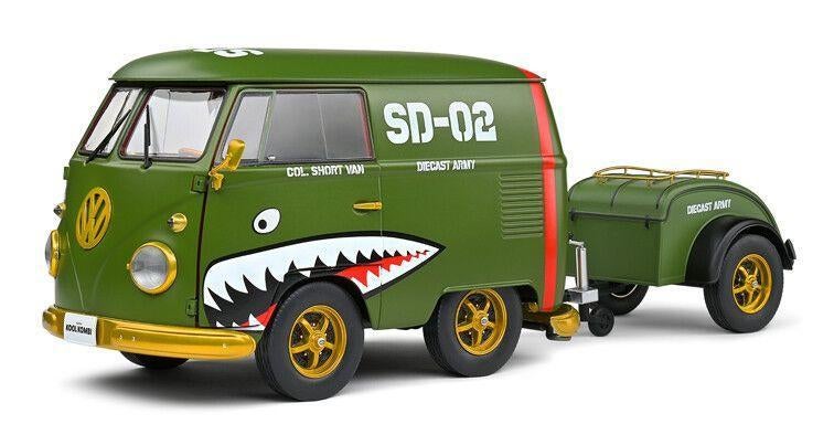VW T1 Kool Kombi + aanhanger '50, groen - 1:18 - Solido, Solido, Solido, Rue de L' Ecusson 2, 56120 Josselin France, Nieuw