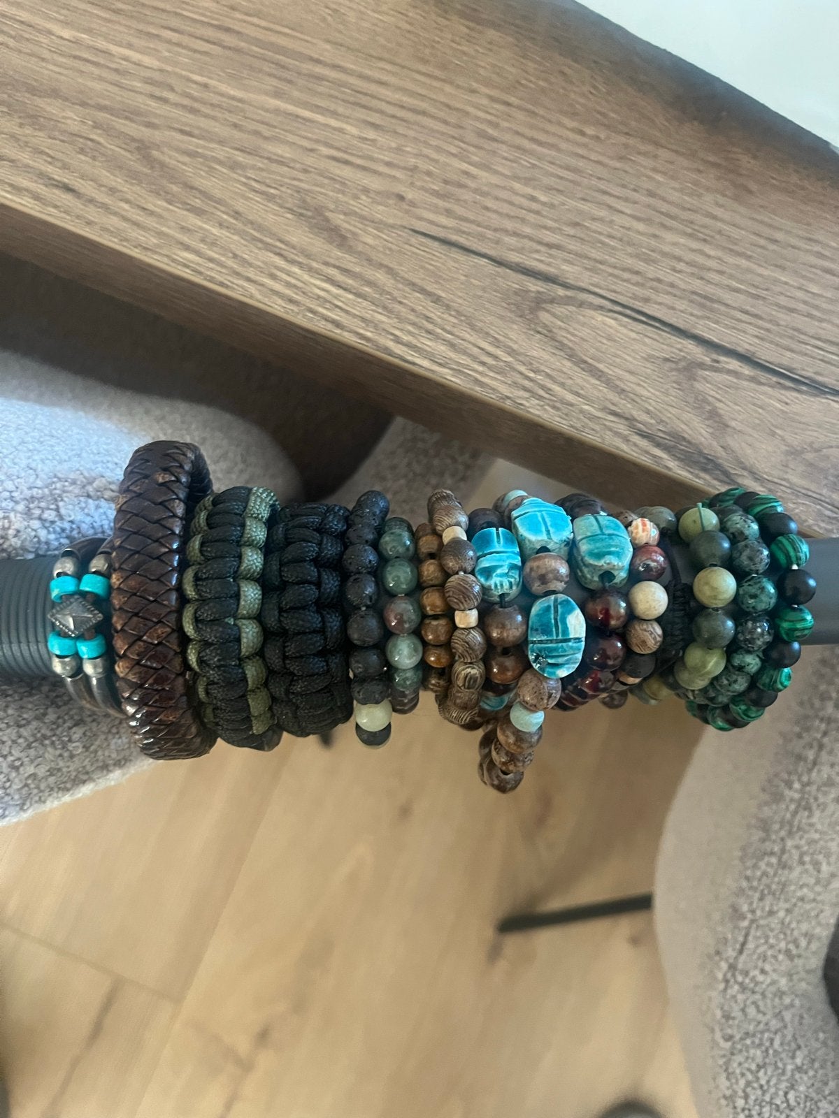 Diverse Armbanden Collectie - Hout, Leer, Steen, Gebruikt, Overige kleuren, Ophalen of Verzenden, Met bedels of kralen