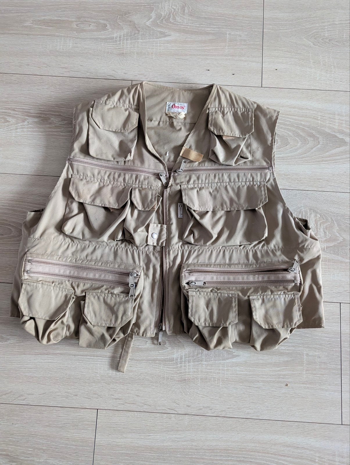 Orvis XXL Beige/Kaki Vintage Visvest met Veel Zakken, Orvis, Beige, Overige maten, Ophalen of Verzenden