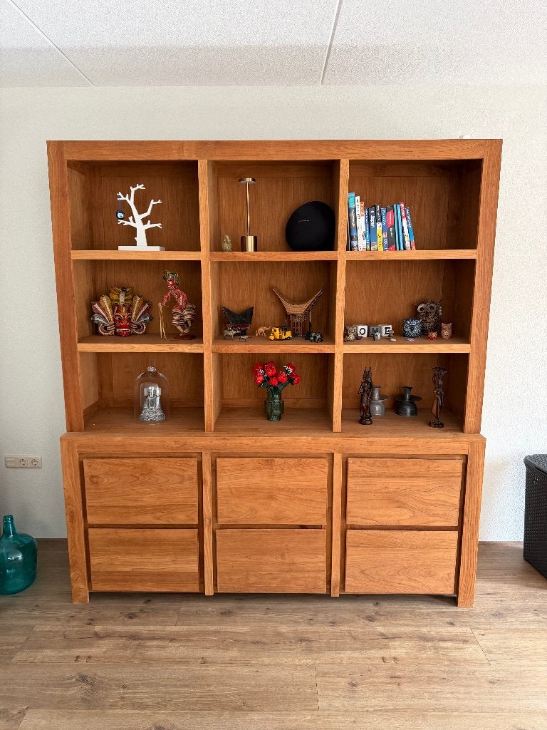 Teakhouten Kast, TV-dressoir, Salontafel en/of Zuil, Ophalen, 200 cm of meer, Teakhout, Zo goed als nieuw