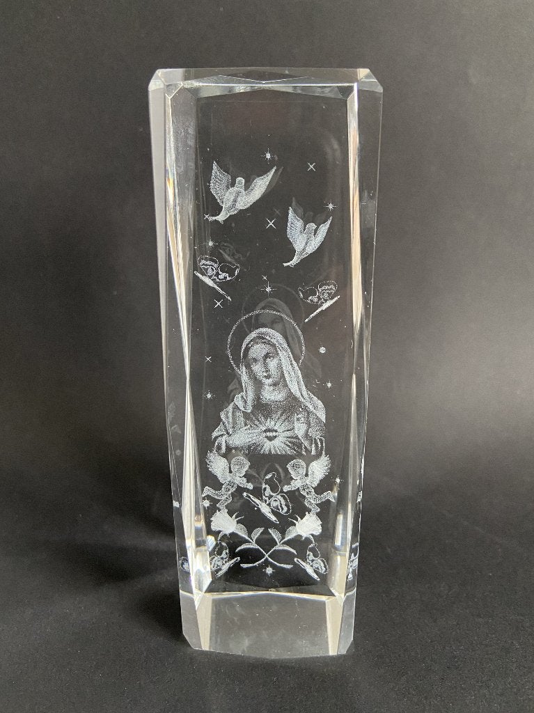 3D laser Geëtst Kristal Glas Maria 15 cm roterende Display, Ophalen of Verzenden