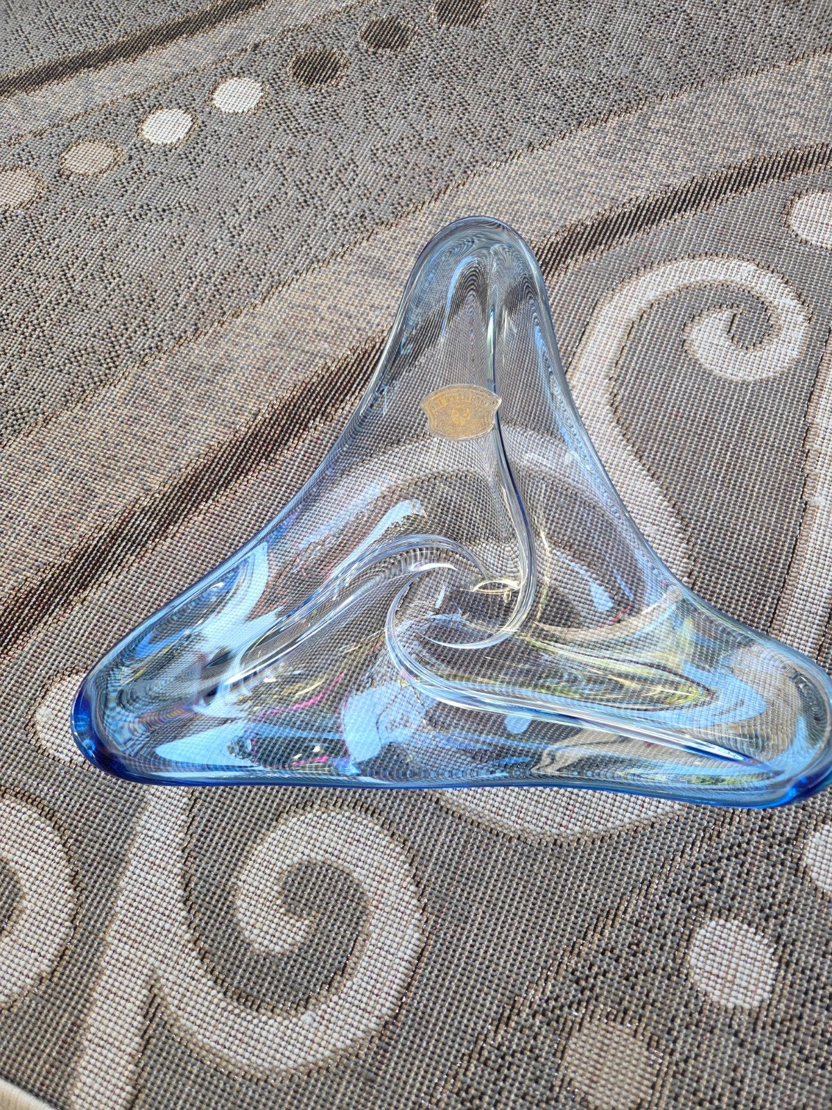 Vintage Art Vannes France 60s Cobalt Blue Spiral Swirl Glass, Antiek en Kunst, Antiek | Glas en Kristal, Ophalen of Verzenden