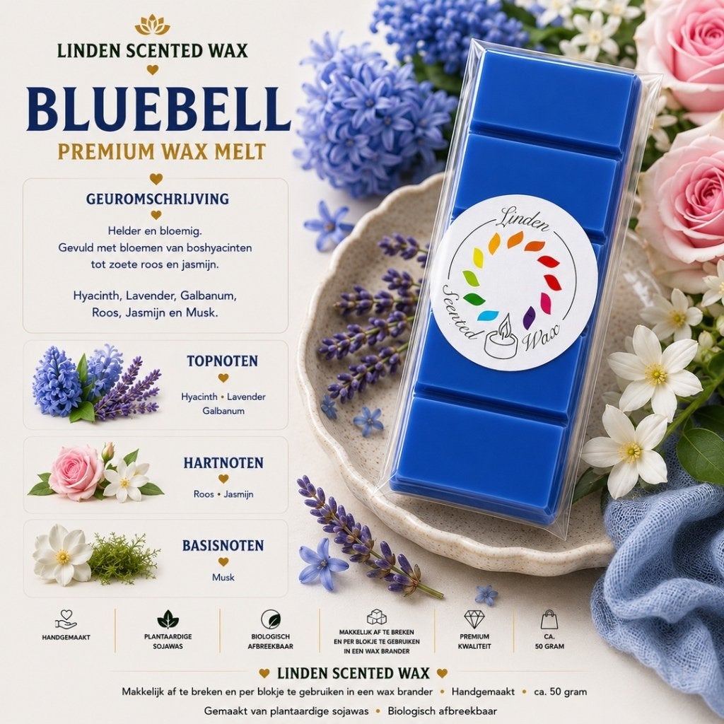 Waxmelts BLUE BELL parfum geur bloemen waxmelt snapbar, Huis en Inrichting, Ophalen of Verzenden, Nieuw, Was, Kaars