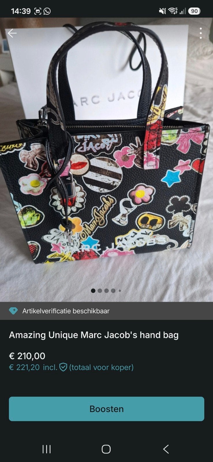 Marc Jacobs The Tote Bag Mini Graffiti Zwart, Ophalen of Verzenden, Zo goed als nieuw, Zwart, Handtas