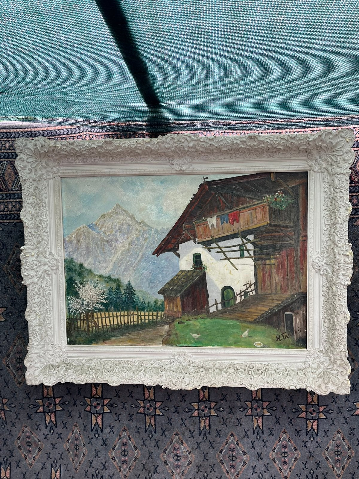 Schilderij met landschap!, Antiek en Kunst, Kunst | Schilderijen | Klassiek, Ophalen, Doek, Bijzondere lijst, Landschap