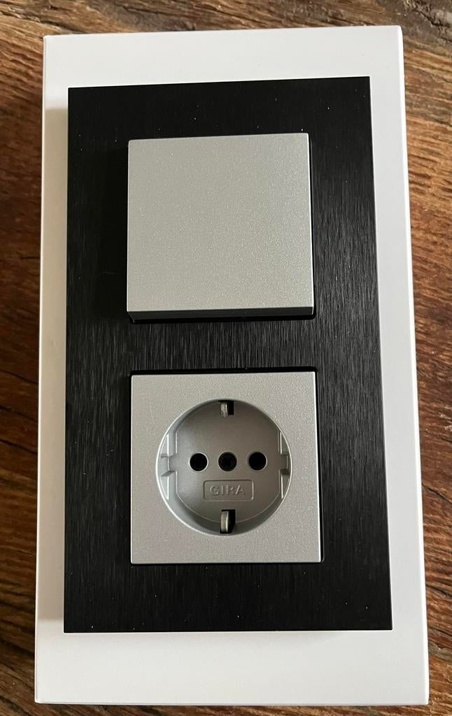 GIRA Esprit aluminium inbouw wandcontactdoos met schakelaar, Ophalen of Verzenden, Nieuw, Overige typen