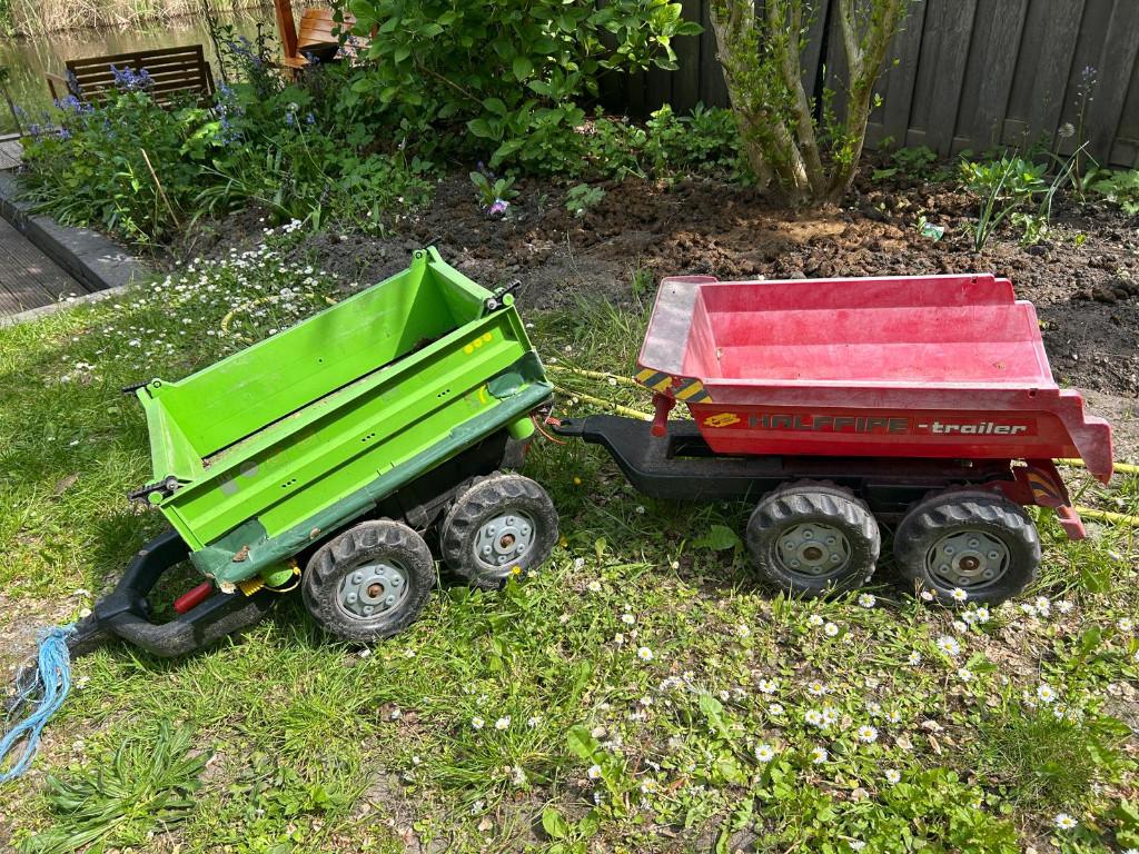Kar - plastic (bij traptrekkerkar), Kinderen en Baby's, Speelgoed | Buiten | Skelters, Ophalen, Gebruikt, Overige merken, Met kar of aanhanger
