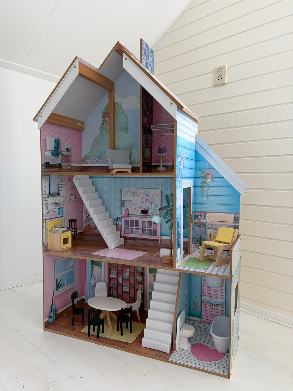KidKraft houten poppenhuis, geschikt voor Barbie, Ophalen of Verzenden, Gebruikt, Poppenhuis