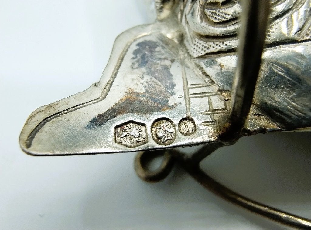 Zilveren miniatuur, driemaster, J. Postmus, Hoorn, 1918, Verzenden, Zilver
