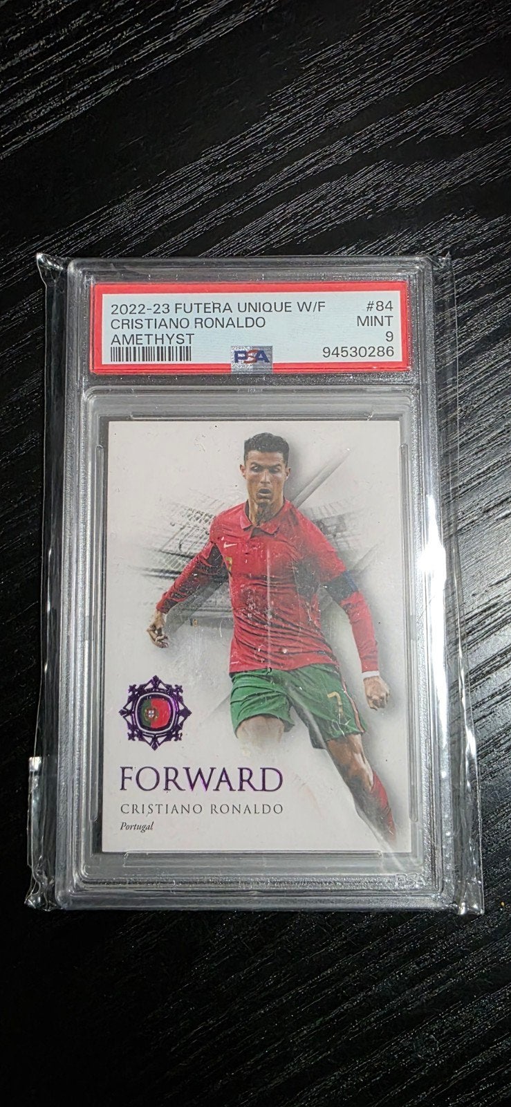 Cristiano Ronaldo Futera Unique Amethyst PSA 9, Verzamelen, Sportartikelen en Voetbal, Ophalen of Verzenden, Zo goed als nieuw