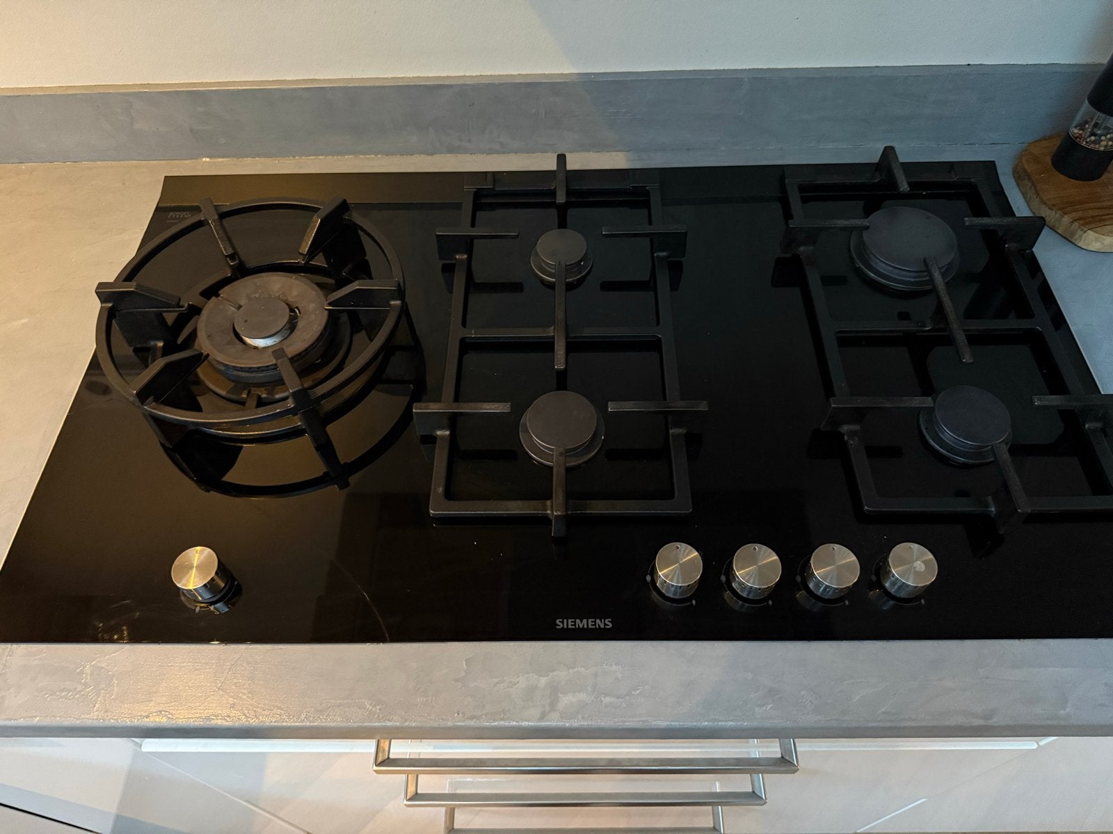 Siemens ER926SB90N Gasfornuis met barst in glasplaat, Ophalen, Gebruikt, 4 kookzones, Inbouw