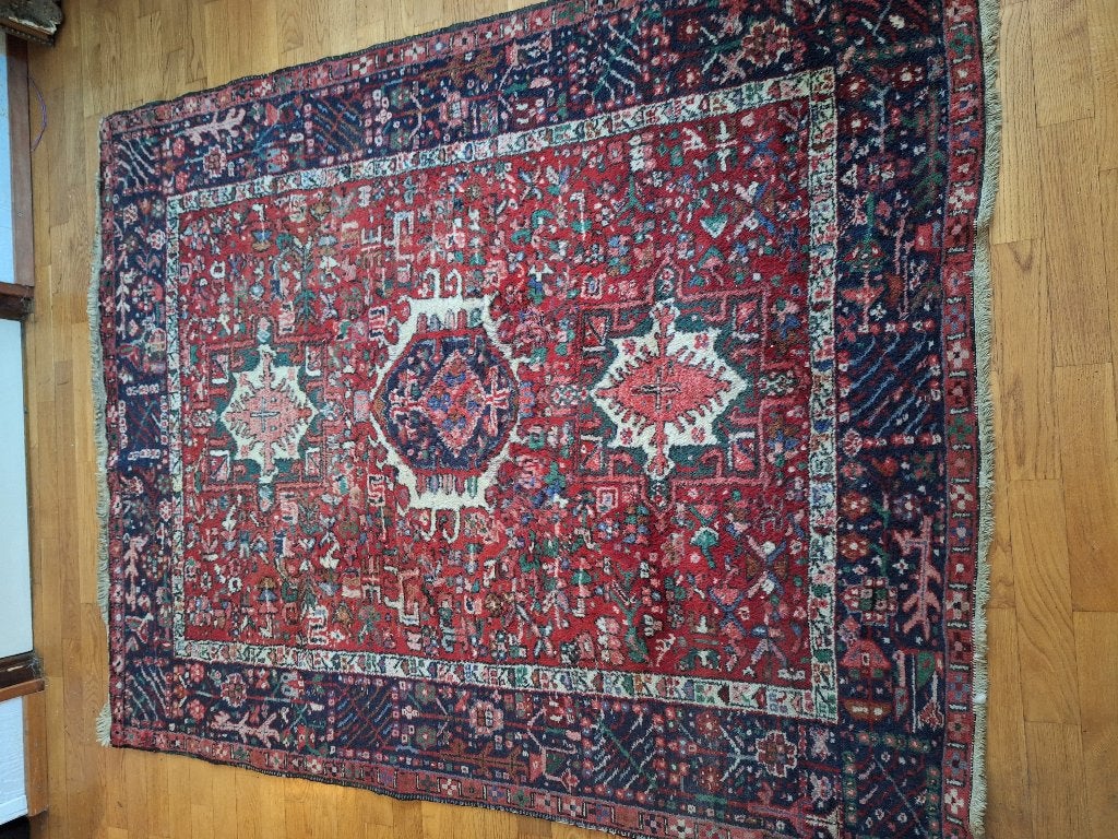 Vintage Perzisch kleed Karaja / Heriz 148 x 190 cm, Ophalen, Gebruikt, 150 tot 200 cm, 150 tot 200 cm