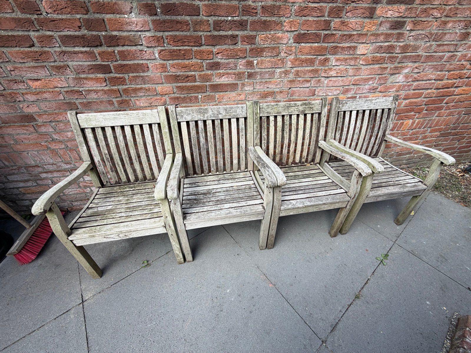 Houten tuinstoelen - 4 stuks, Ophalen, Gebruikt, Hout