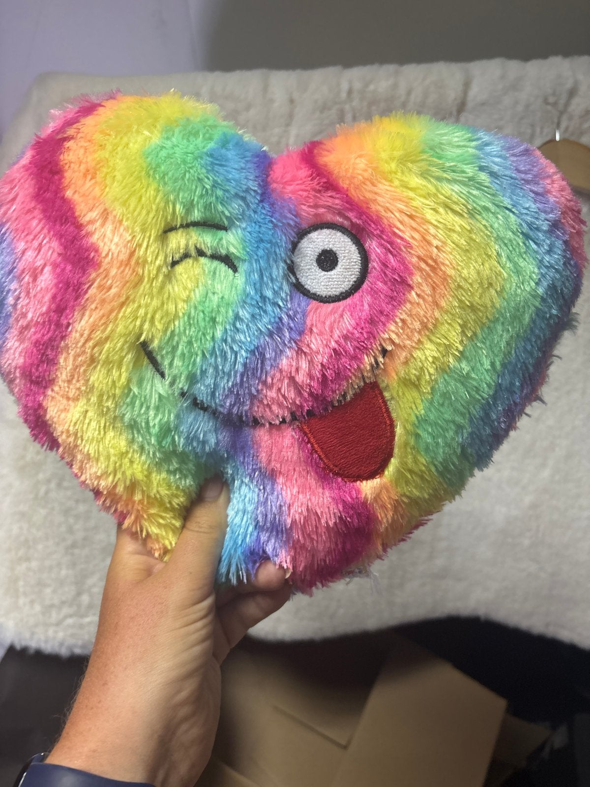 Regenboog Hart Kussen met Emoji Gezicht, Gebruikt, Overige merken, Overige karakters, Overige typen