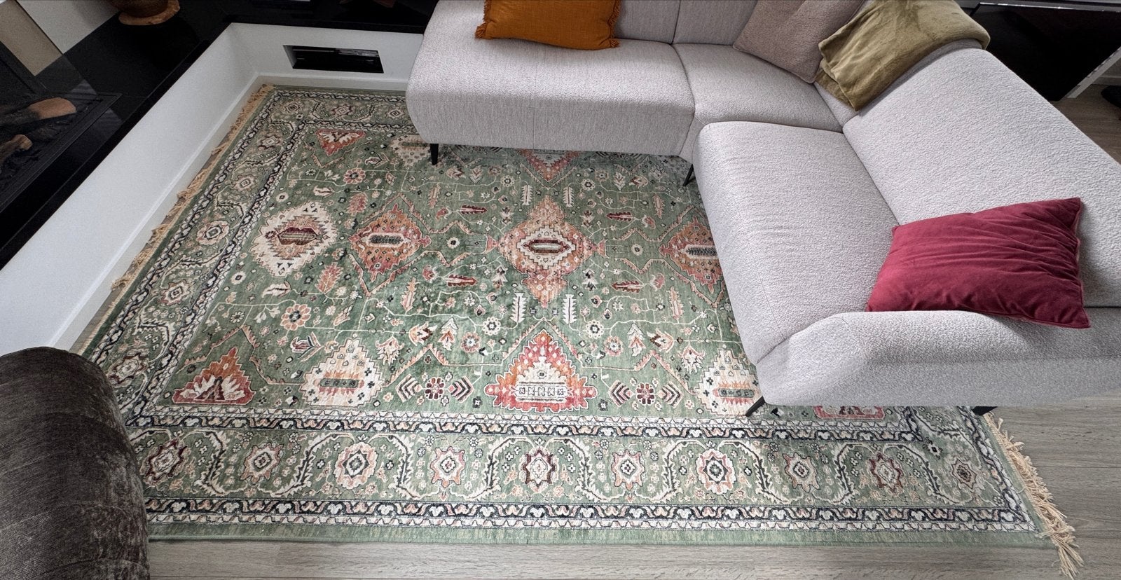 Groen vloerkleed KARWEI Marmaris - Zo goed als nieuw, Huis en Inrichting, Ophalen, 150 tot 200 cm, Vintage, 200 cm of meer