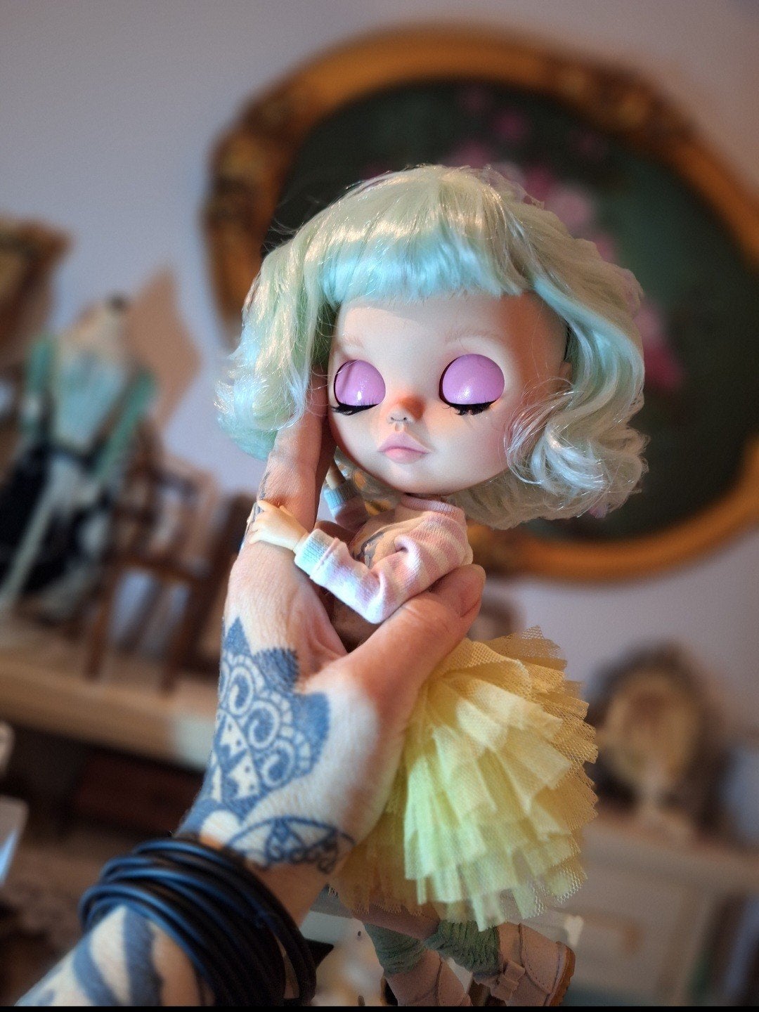 Custom blythe doll mintgroen haar, Eén persoon, Overige typen
