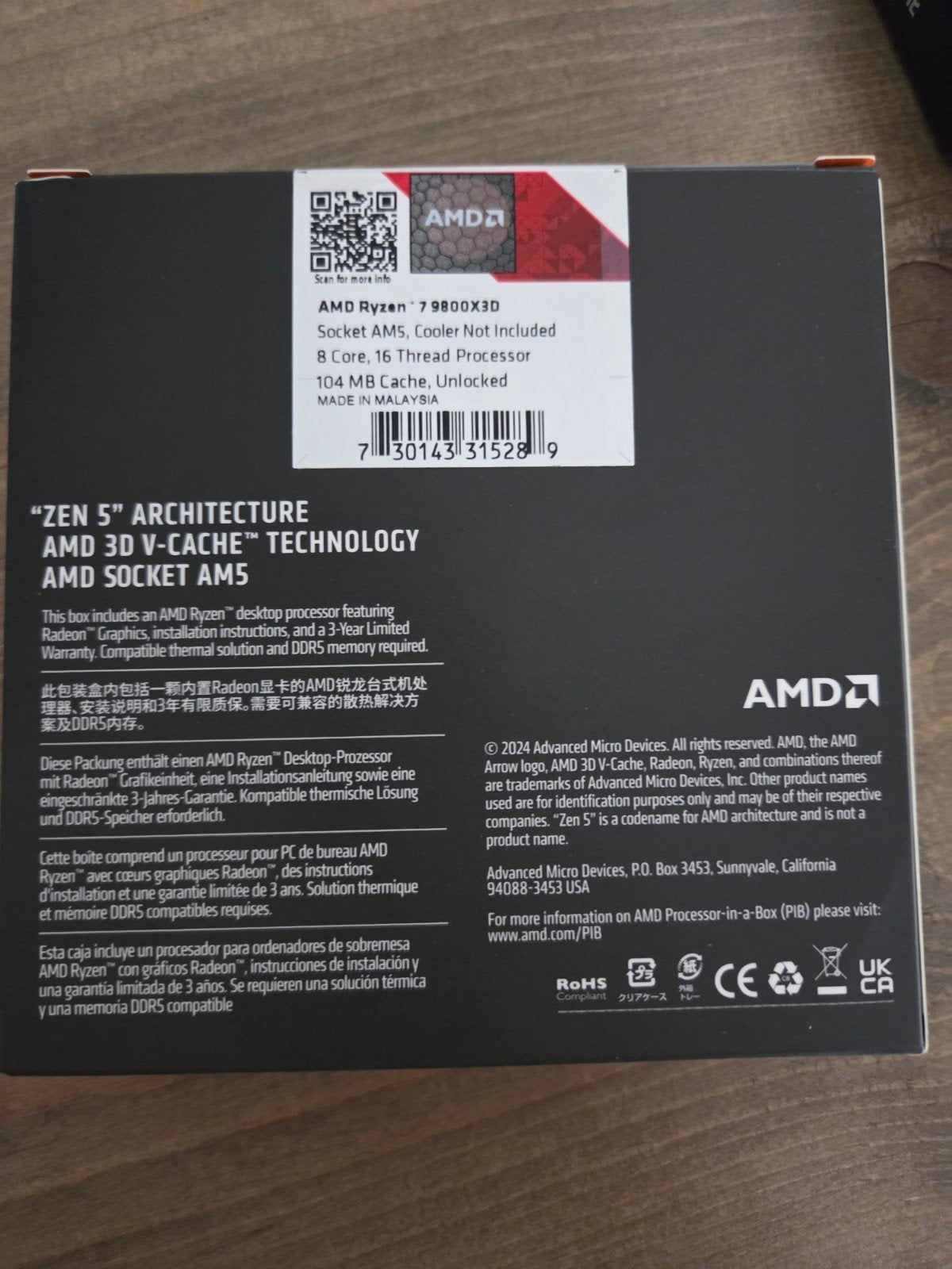 AMD Ryzen 7 9800X3D Processor - Nieuw in doos, 8-core, AMD Ryzen 7 9800X3D, Verzenden, AM5