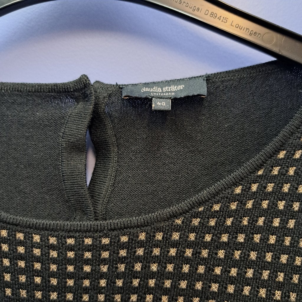 Claudia Strater trui met goudkleurige hokjes print 40 43984, Maat 38/40 (M), ., Zwart, Ophalen of Verzenden