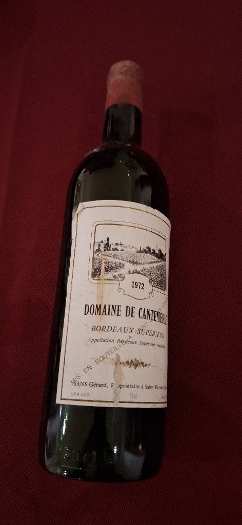 Domaine de Cantemerle, 1972, Bordeaux Supérieur, 1 fles, Frankrijk, Ophalen of Verzenden, Zo goed als nieuw, Rode wijn