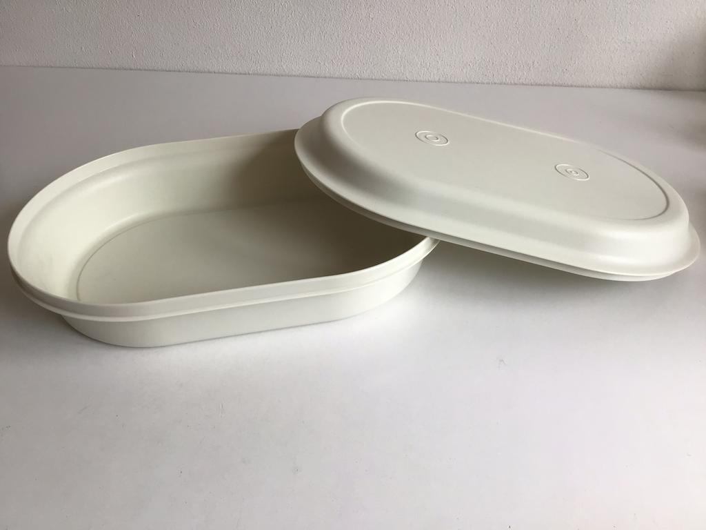 Tupperware dubbele serveerschaal ovaal schaal - NIEUW, Ophalen of Verzenden, Nieuw, Wit, Bak of Kom