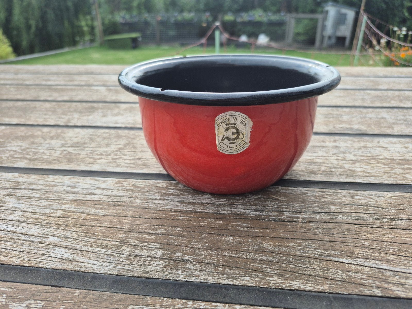 Vintage rood emaille kommetje - Made in Romania, Ophalen of Verzenden