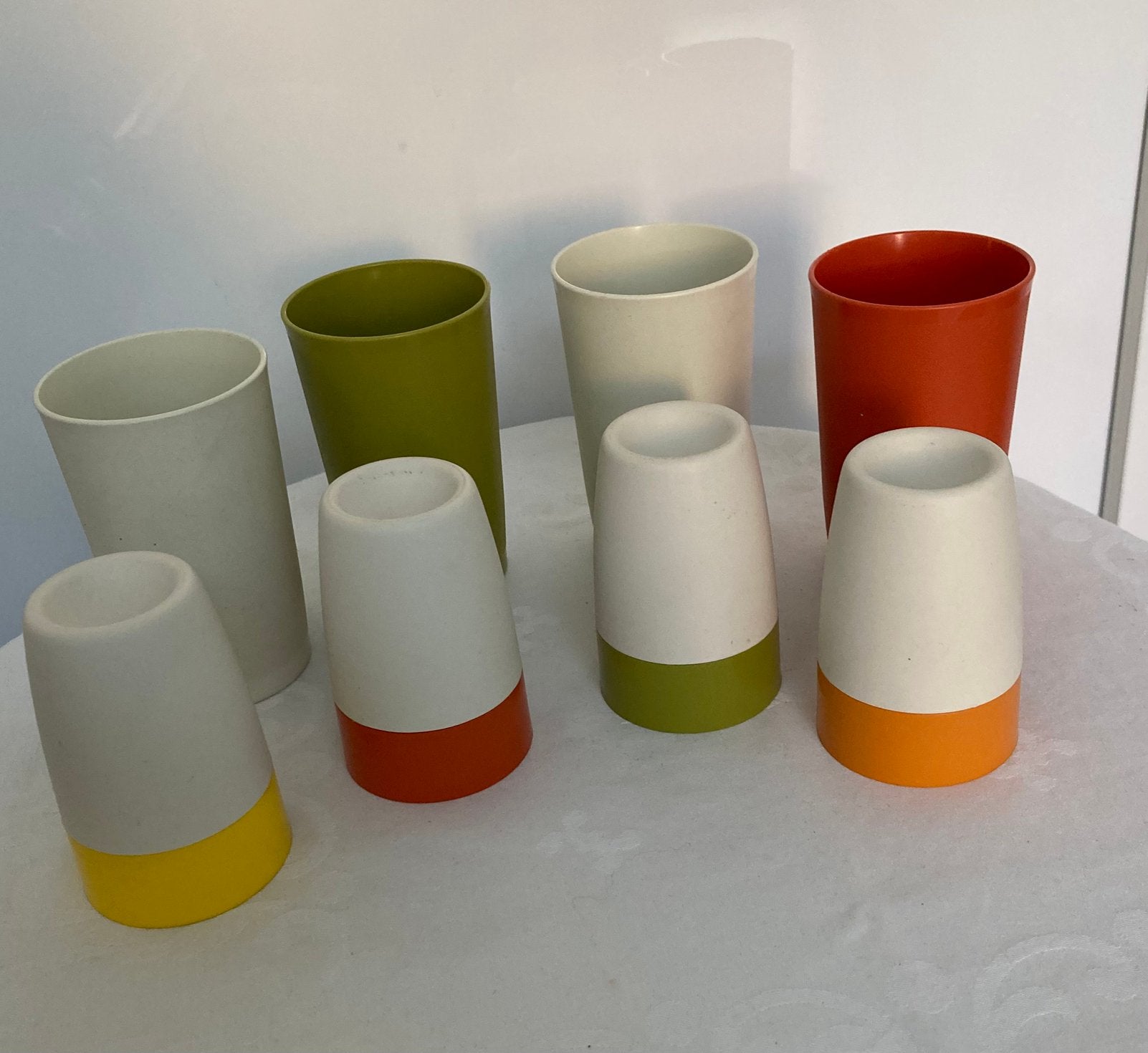 Set van 4 vintage Tupperware bekers en eier( warm)houders, Ophalen of Verzenden, Gebruikt, Beker of Kan