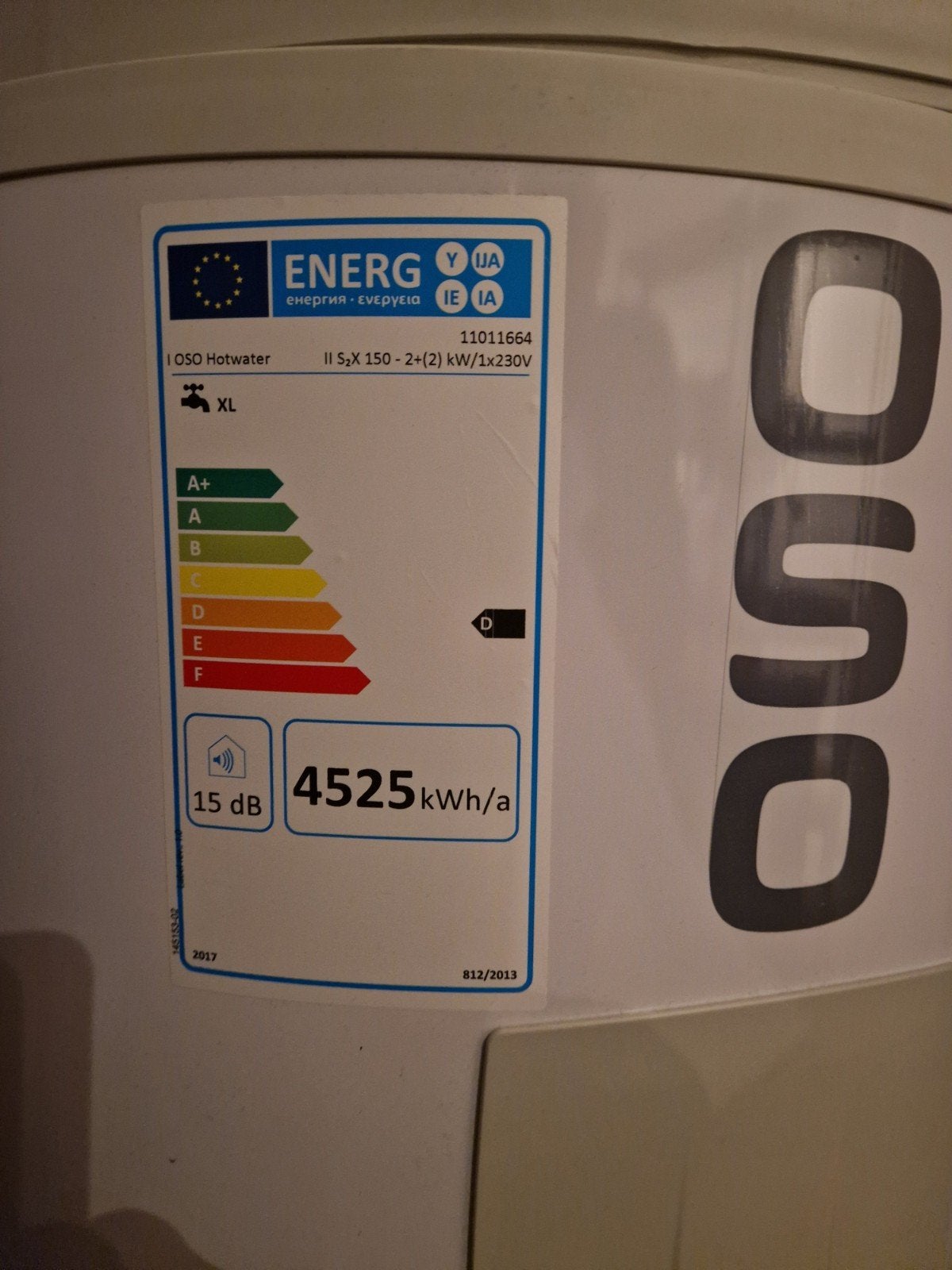 Oso elektrische boiler 150L  1 jaar oud warmt 3x snelle, Ophalen, Gebruikt, Hoog rendement (Hr), Overige typen