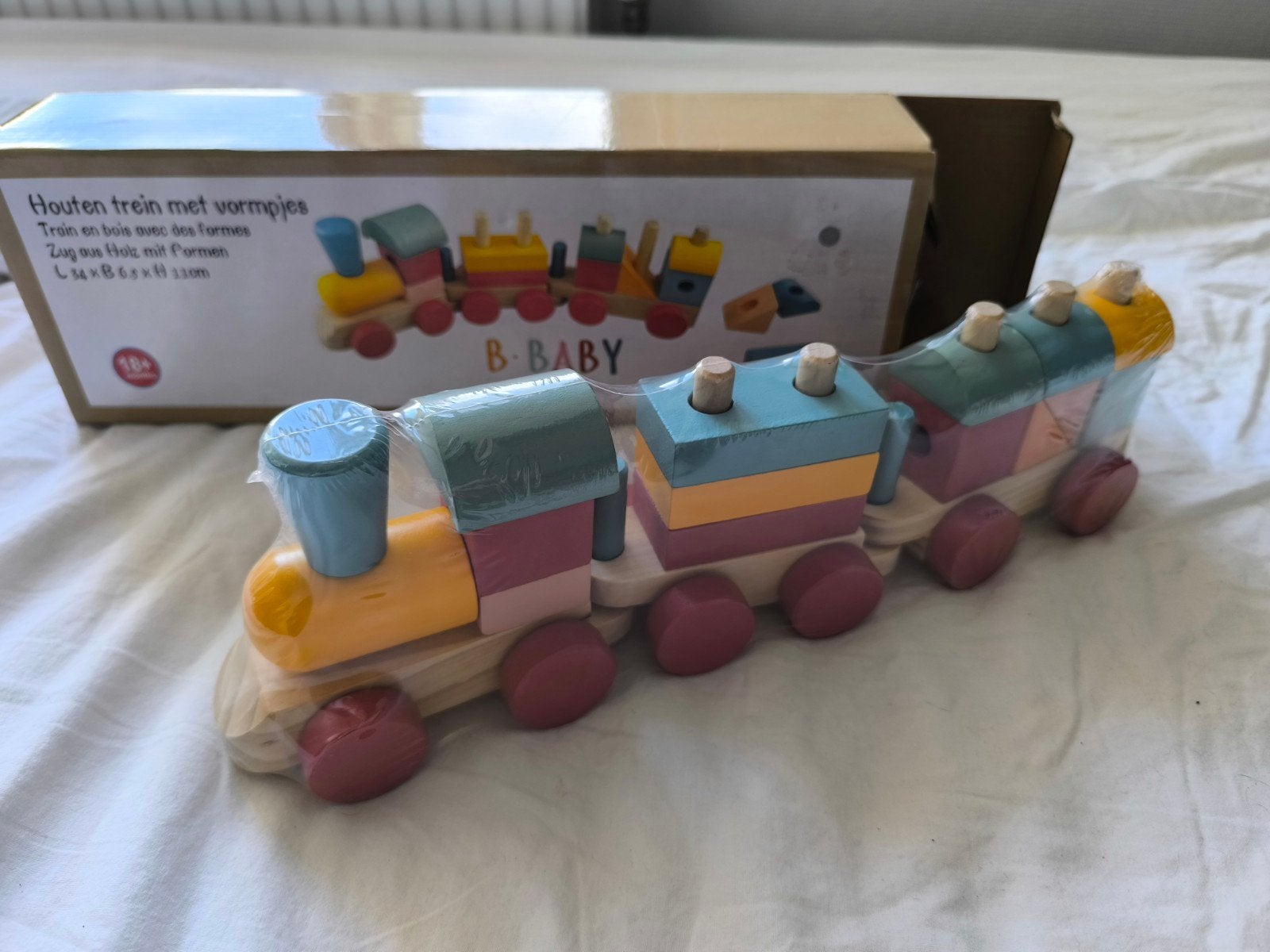 B.Baby Houten Trein met Vormpjes - Nieuw in Doos, Kinderen en Baby's, Ophalen of Verzenden, Nieuw