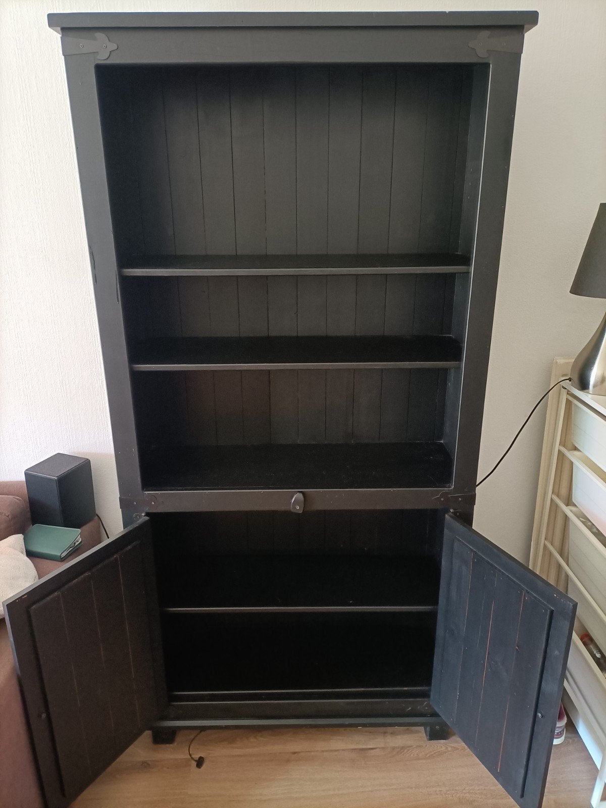 Zwarte houten boekenkast H190xB94xD32 cm, Huis en Inrichting, Ophalen, 50 tot 100 cm, 150 tot 200 cm, 25 tot 50 cm