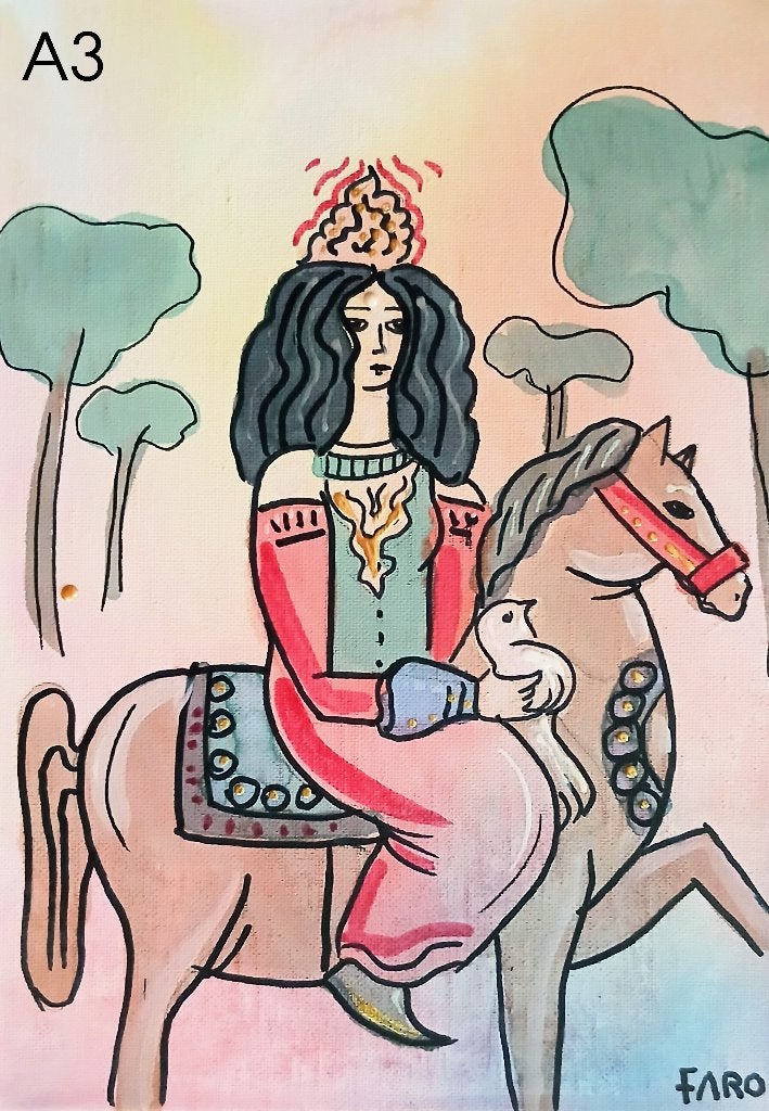 Origineel handgeschilderd schilderij – Oriëntaalse stijl, Antiek en Kunst, Kunst | Schilderijen | Modern, Verzenden, Handgeschilderd