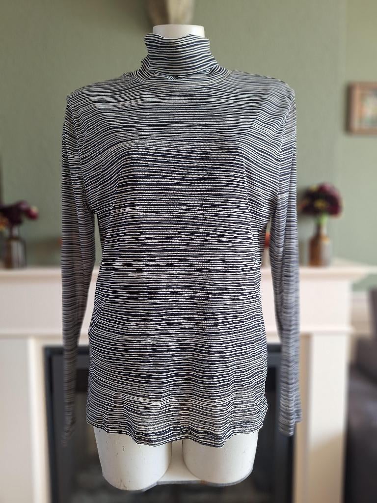 Purdey beige zwarte gestreepte dubbel laags top XXL, Kleding | Dames, Verzenden, Zwart, Maat 42/44 (L), Zo goed als nieuw