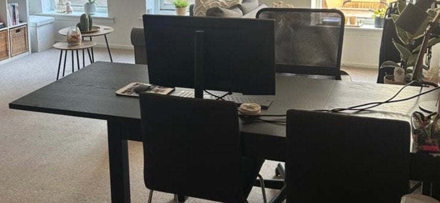IKEA Laneberg uitschuifbare eettafel zwartbruin, Ophalen, Gebruikt, Rechthoekig, 50 tot 100 cm