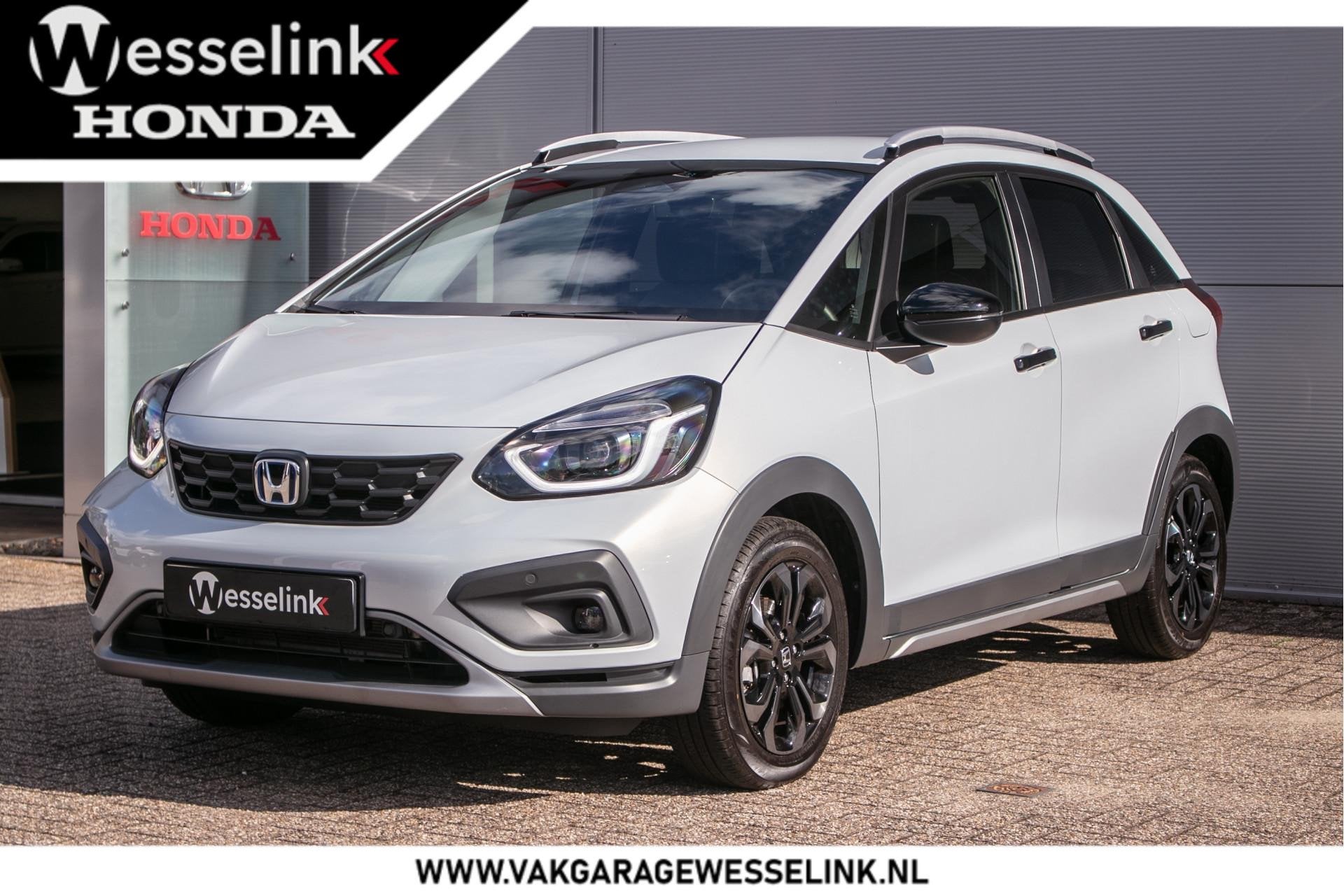 Honda Jazz 1.5 e:HEV Advance Crosstar -Navi | Apple/Android, Auto's, Honda, Zwart, 4 cilinders, Leder en Stof, Origineel Nederlands