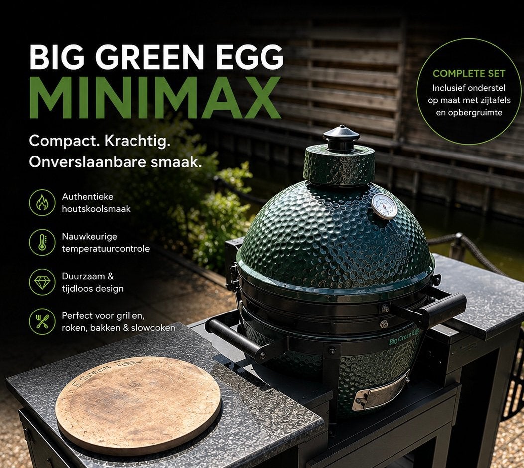 Big Green Egg  met onderstel en accessoires, Ophalen, Gebruikt