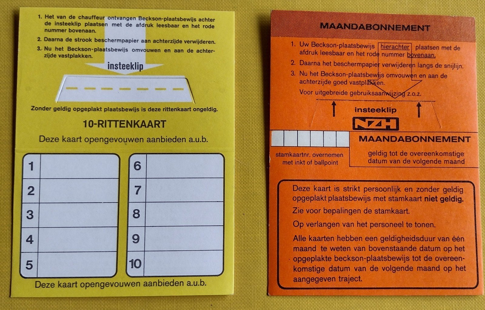 Nzh maandkaart en andere kaarten -plus beckson, Ophalen of Verzenden, Trein