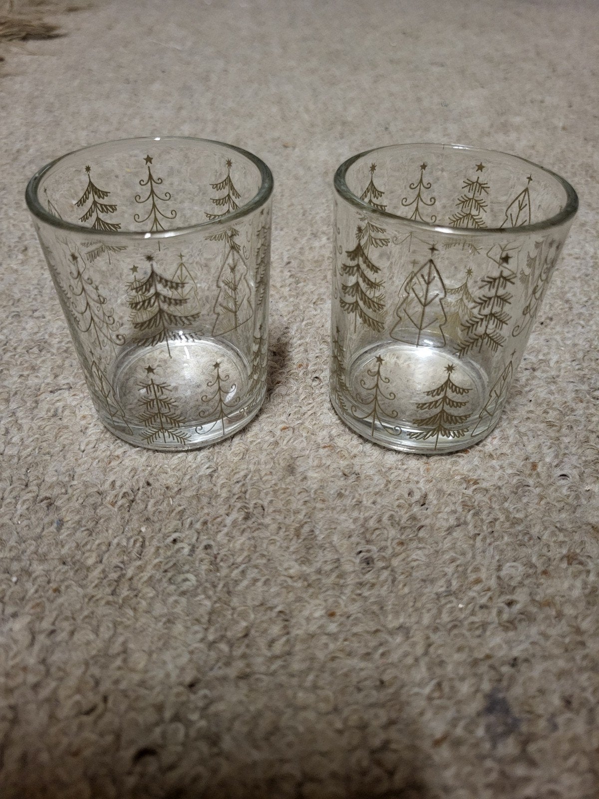 Set van 2 kerstboom theelichthouders, Meerkleurig, Overige merken, Waxinelichthouder, Ophalen of Verzenden