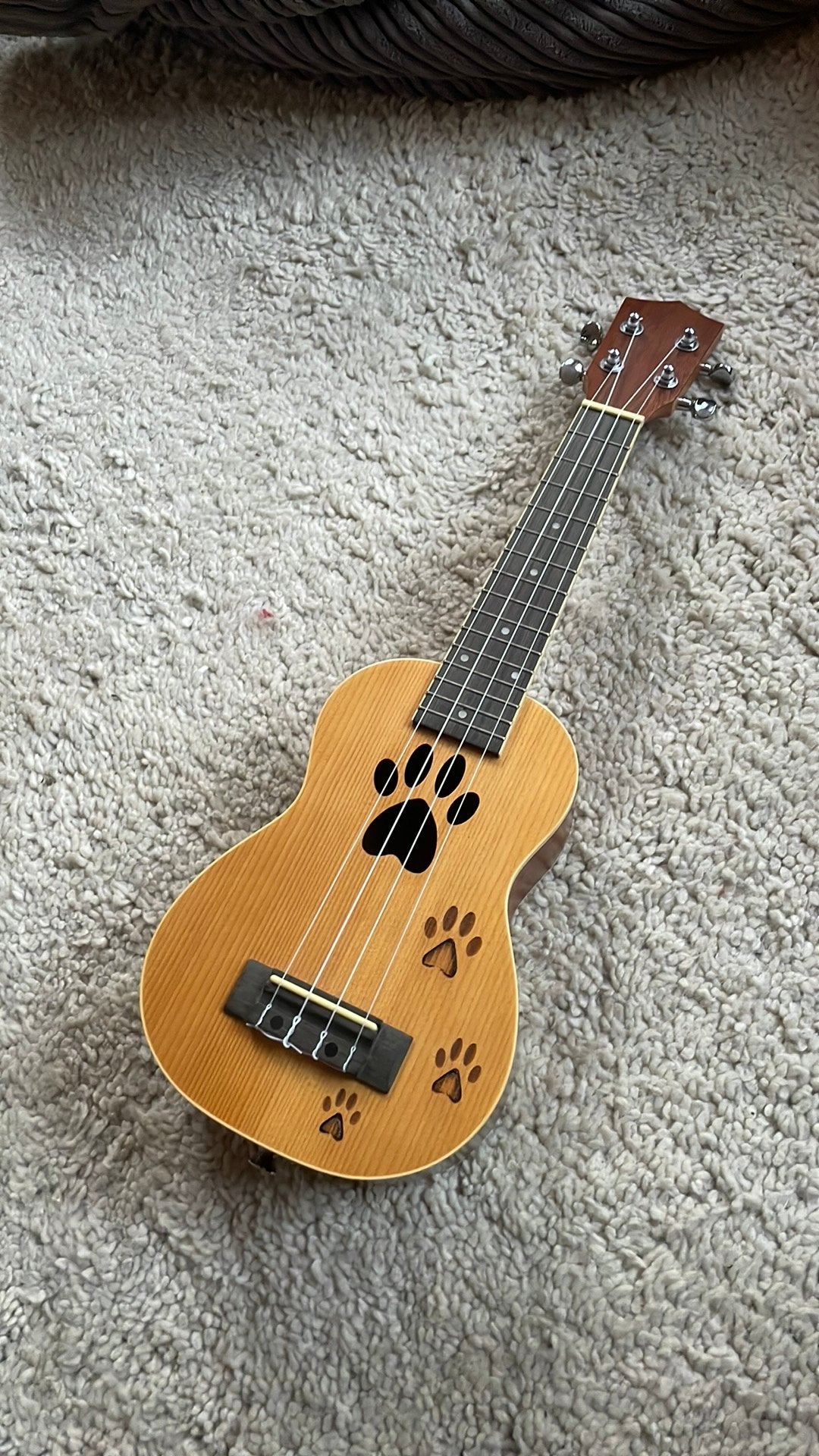 Ukelele met pootafdrukken en hoes, Ophalen of Verzenden, Zo goed als nieuw, Ukelele