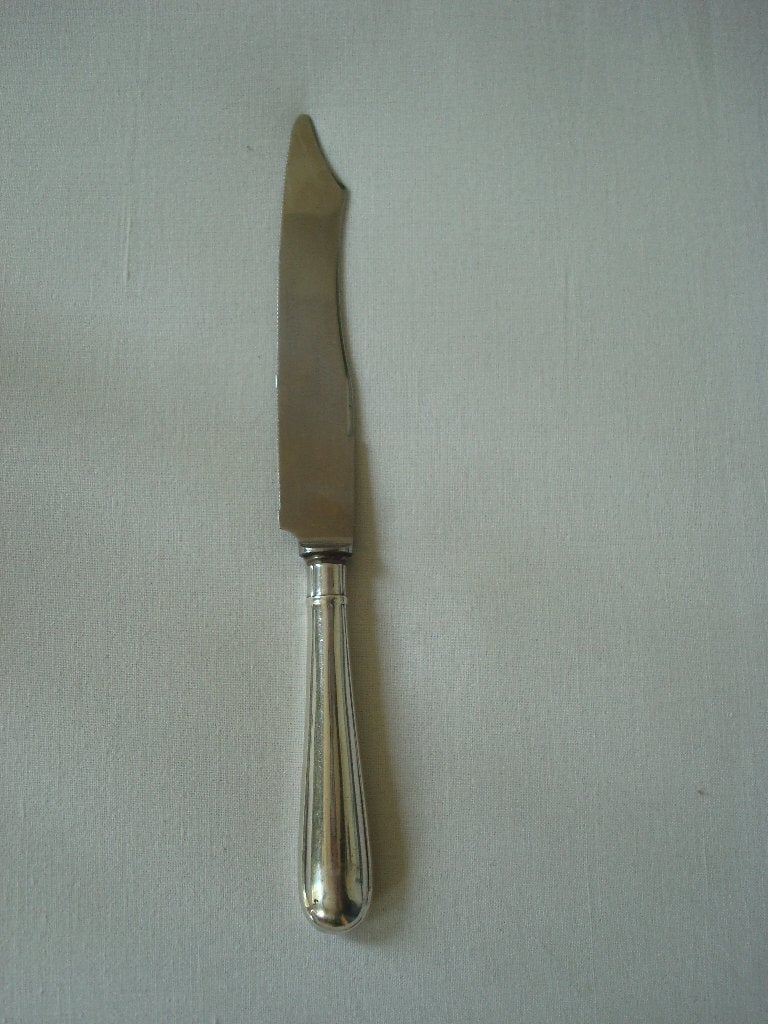 Verzilverd Hollands Glad hors-d'oeuvre mesje, sardinemesje, Ophalen of Verzenden