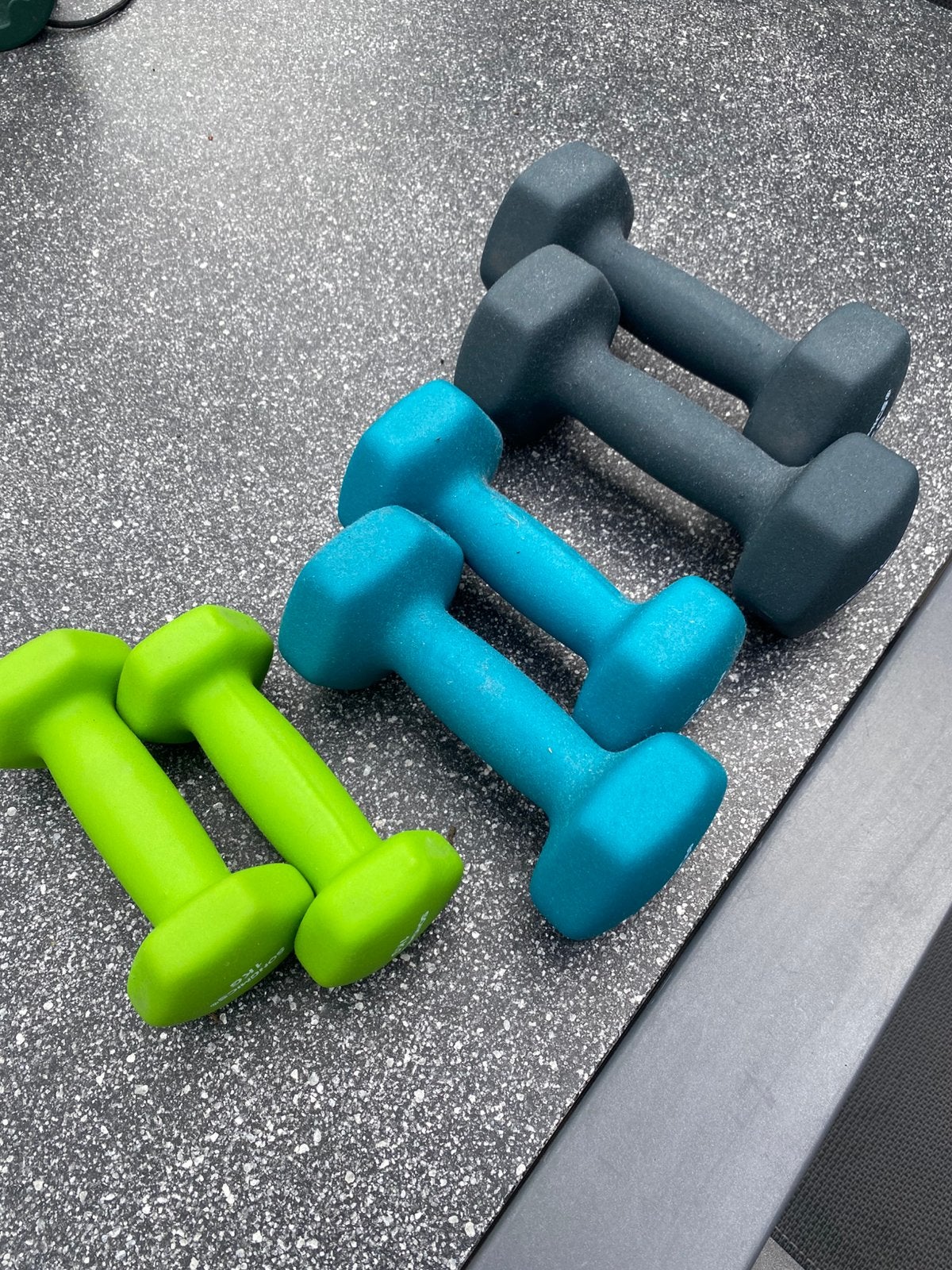 Dumbbell set 2x1 kg, 2x2 kg, 2x3 kg, Ophalen of Verzenden, Zo goed als nieuw, Benen, Dumbbell