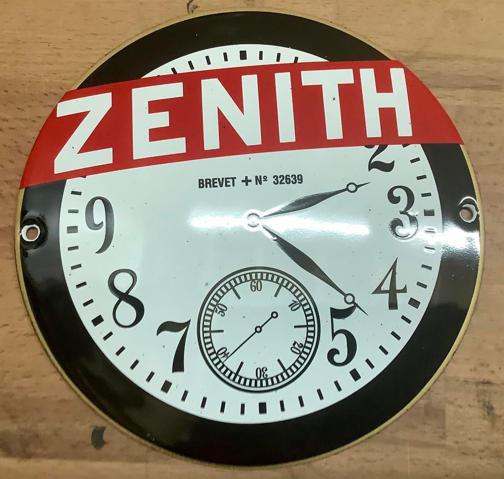 Emaille deurpostje ZENITH uurwerken, Antiek en Kunst, Ophalen of Verzenden