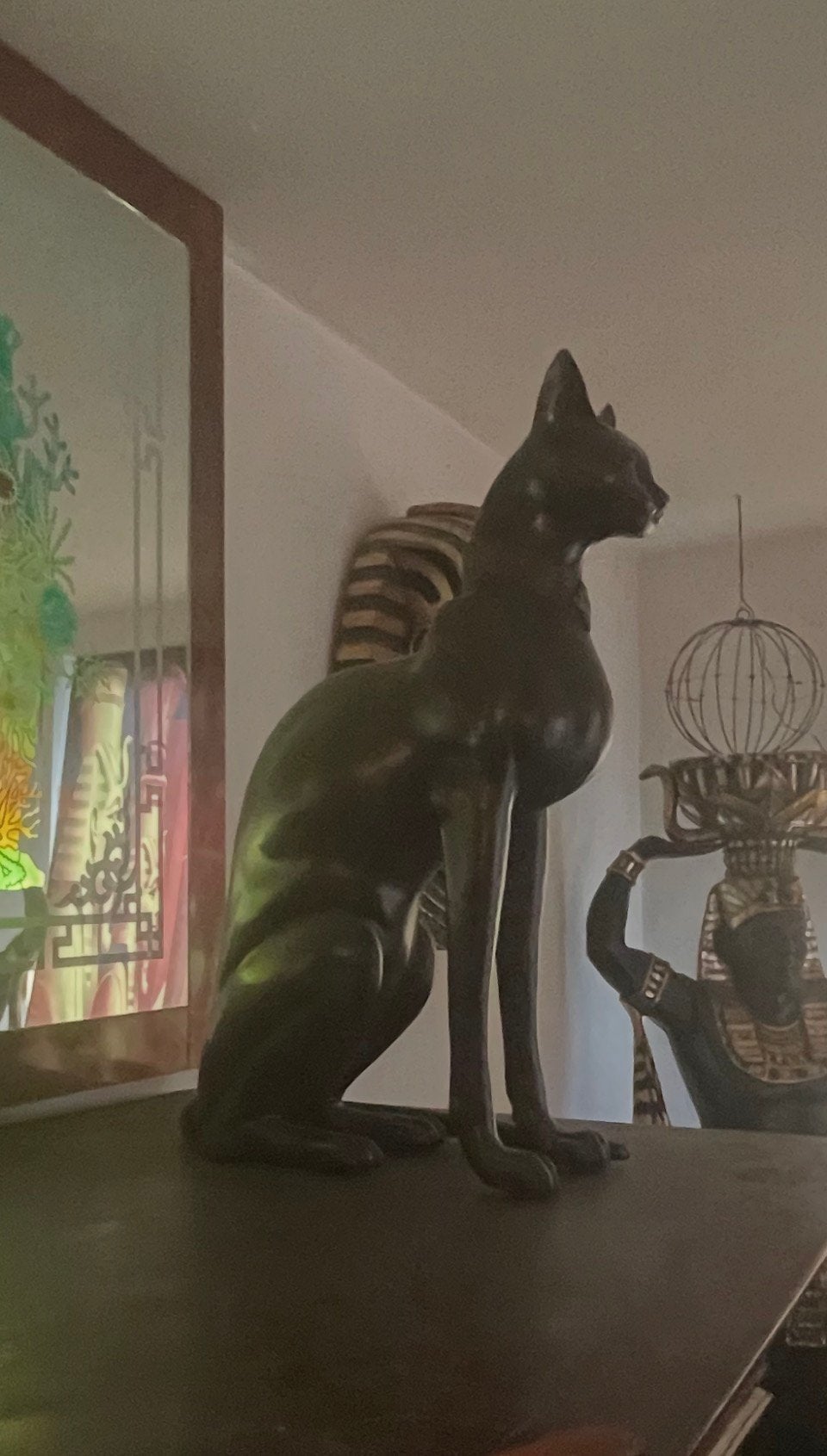 uniek exemplaar: 2 Levensgrote Egyptische bronzen katten, Antiek en Kunst, Ophalen