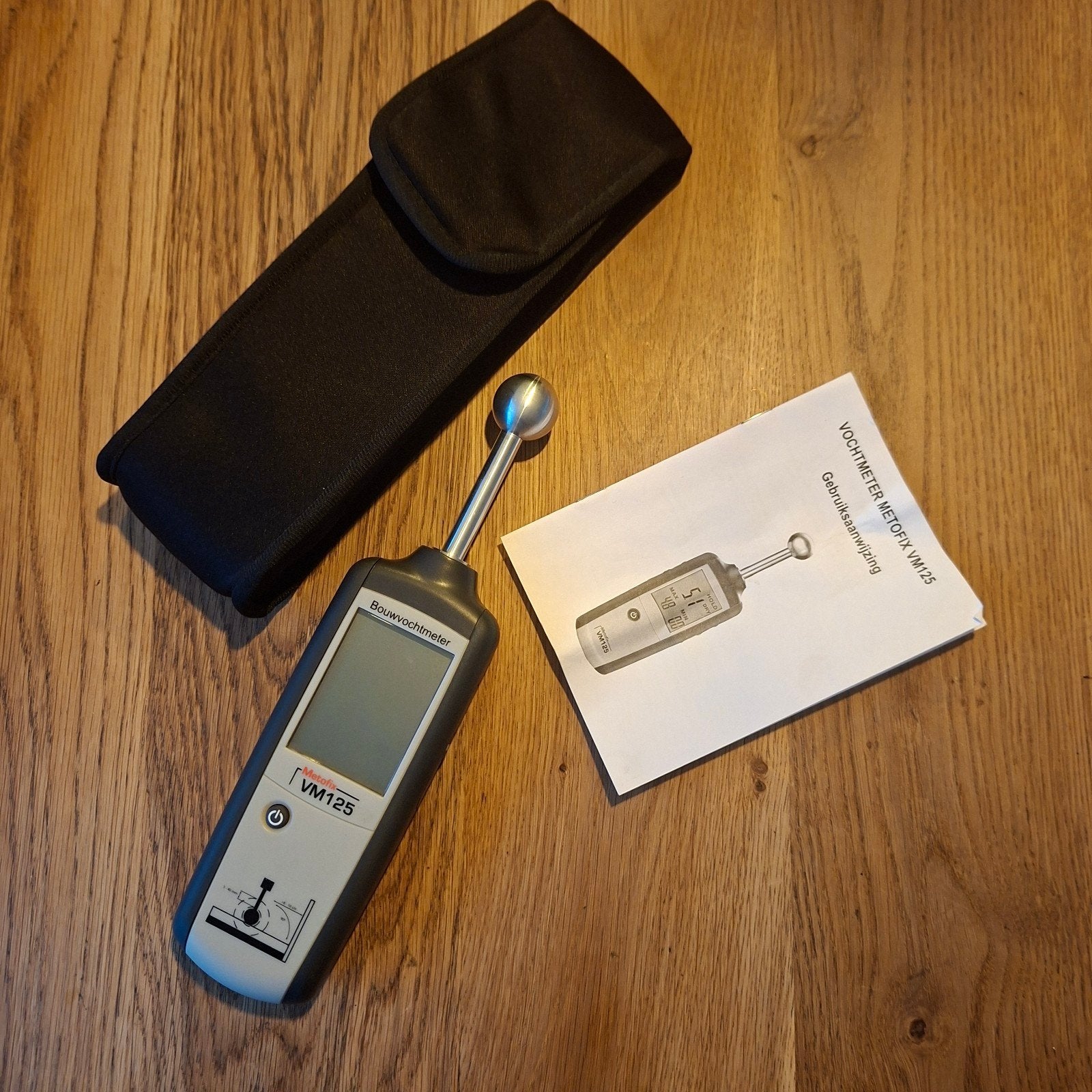 Metofix VM125 Bouwvochtmeter met hoes en handleiding, Doe-het-zelf en Verbouw, Ophalen of Verzenden, Zo goed als nieuw, Vocht of Vloeistof