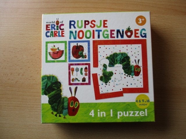 Rupsje Nooitgenoeg puzzeldoos  4-in-1 van 4,6,9 & 16 stukjes, Ophalen of Verzenden, 500 t/m 1500 stukjes, Gebruikt, Overige typen