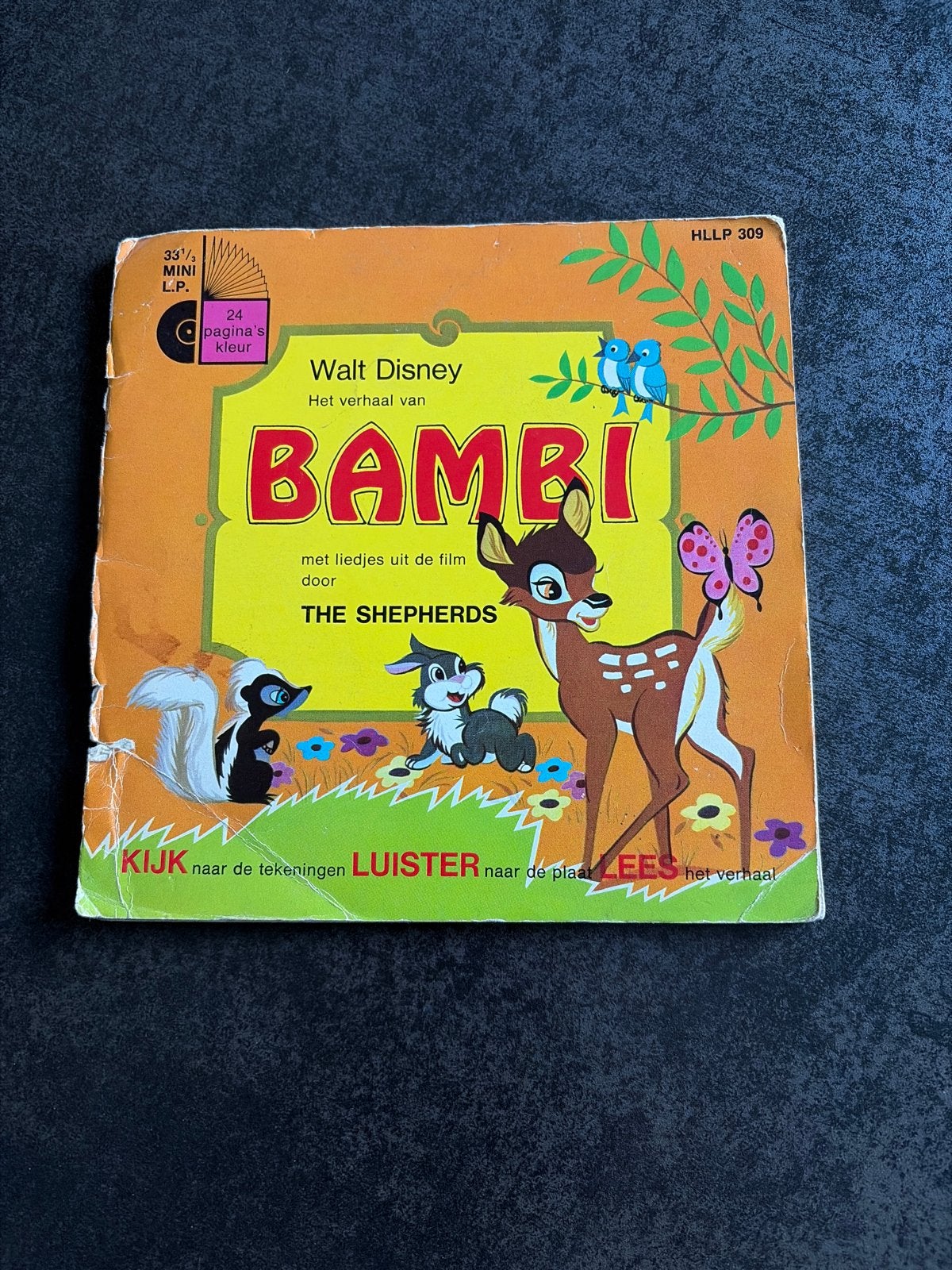 1965, Walt Disney's Bambi - Boek met Mini LP (HLLP 309), Ophalen of Verzenden, Gelezen, Sprookjes